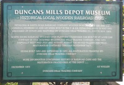 Duncans Mills Depot Museum Marker. Click for full size. Duncans Mills Depot Museum Marker image. Click for full size.