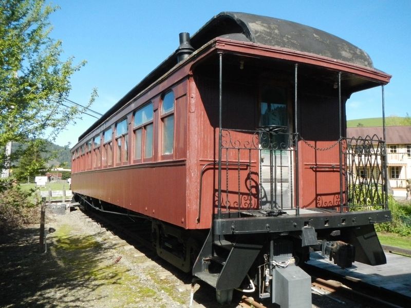 North Shore Railroad wooden open platform passenger car image. Click for full size.