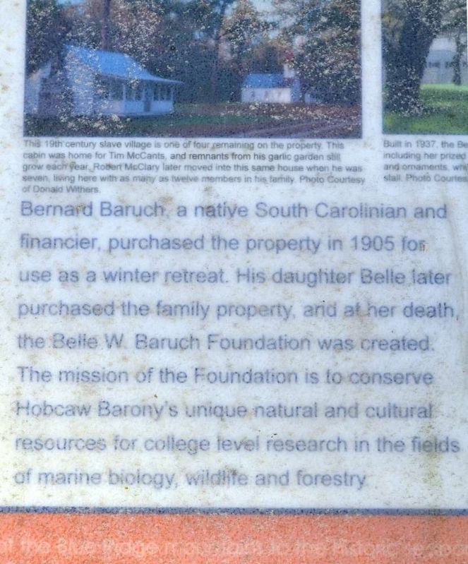 Hobcaw Barony Marker. Click for full size. Hobcaw Barony Marker image. Click for full size.