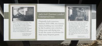 Jack and Charmian London Entertained Here Marker. Click for full size. Jack and Charmian London Entertained Here Marker image. Click for full size.