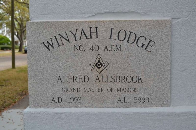 Winyah Lodge Cornerstone. Click for full size. Winyah Lodge Cornerstone image. Click for full size.