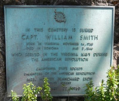 In This Cemetery is Buried Capt. William Smith Marker image. Click for full size.