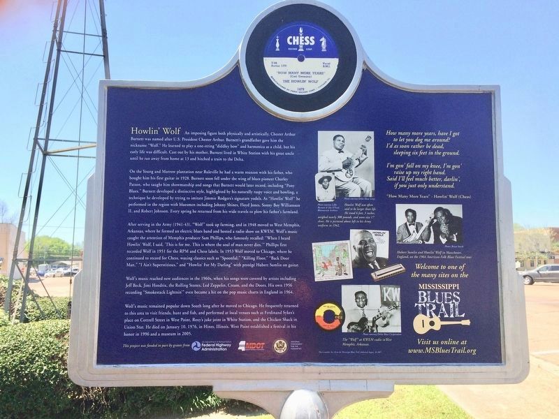 Howlin' Wolf Marker (Rear of marker). Click for full size. Howlin' Wolf Marker (Rear of marker) image. Click for full size.