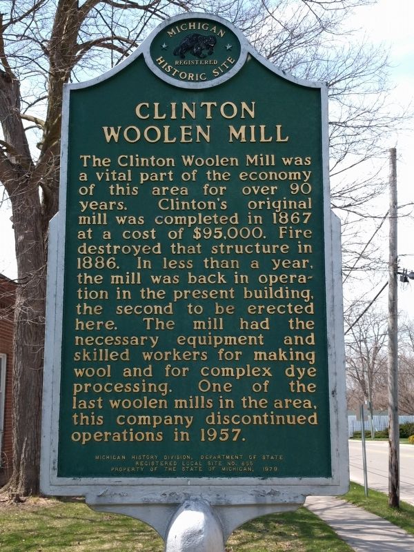 Clinton Woolen Mill Marker image. Click for full size.