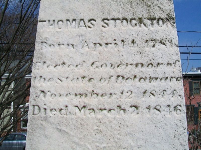 Gov. Thomas Stockton on Stockton Family Obelisk image. Click for full size.