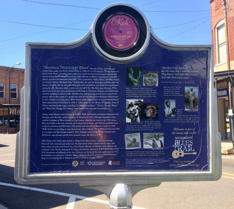 Aberdeen Mississippi Blues Marker (Rear) image. Click for full size.