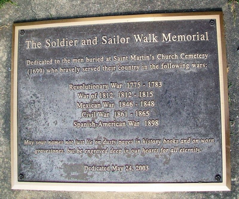 The Soldier and Sailor Walk Memorial Marker image. Click for full size.