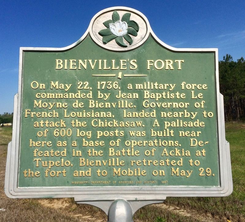 Bienville's Fort Marker image. Click for full size.