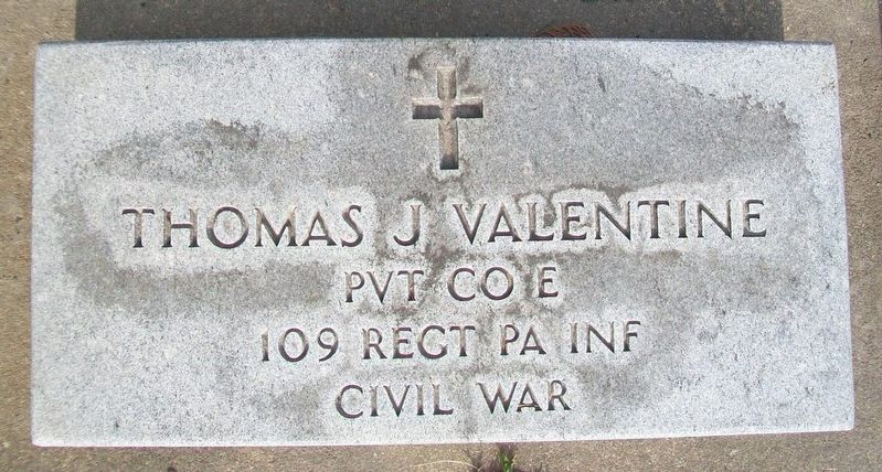Thomas Valentine in The Soldier and Sailor Walk Memorial Marker. Click for full size. Thomas Valentine in The Soldier and Sailor Walk Memorial Marker image. Click for full size.