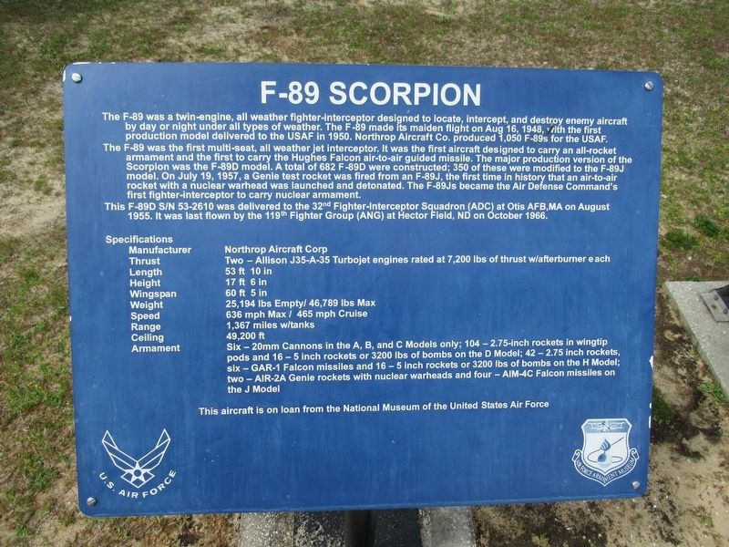 F-89 Scorpion Marker image. Click for full size.