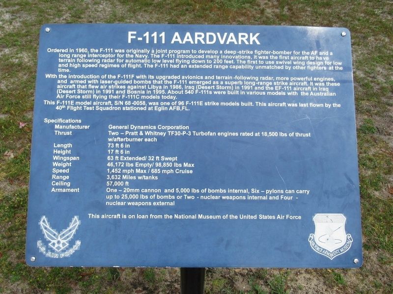 F-111 Aardvark Marker image. Click for full size.