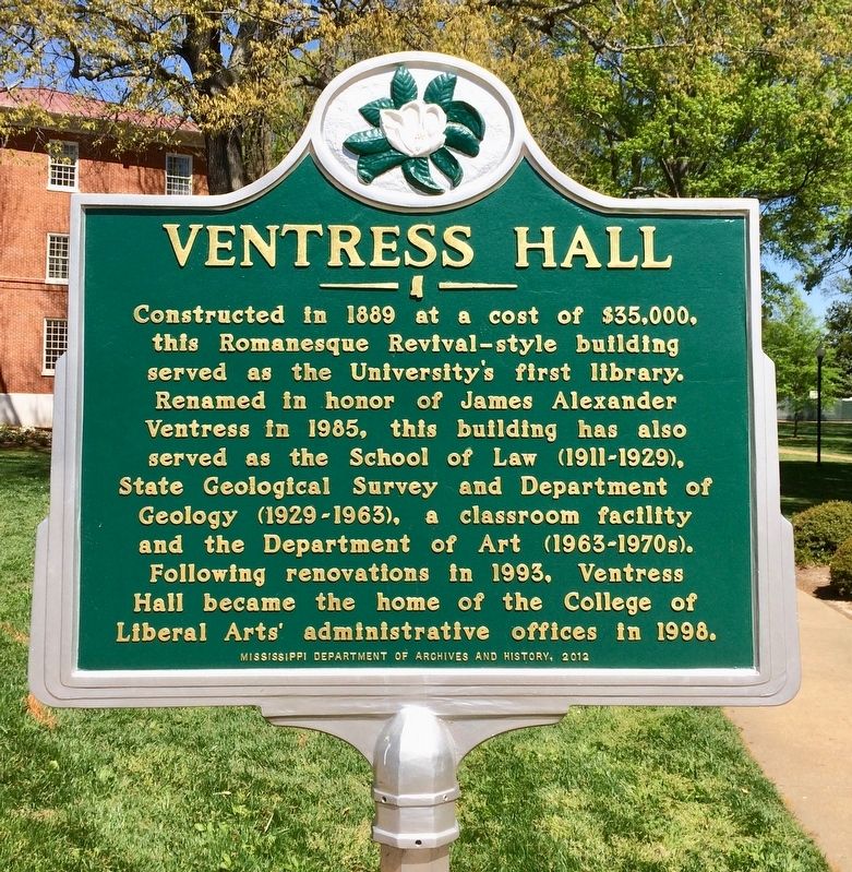 Ventress Hall Marker. Click for full size. Ventress Hall Marker image. Click for full size.