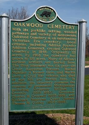 Oakwood Cemetery Marker. Click for full size. Oakwood Cemetery Marker image. Click for full size.