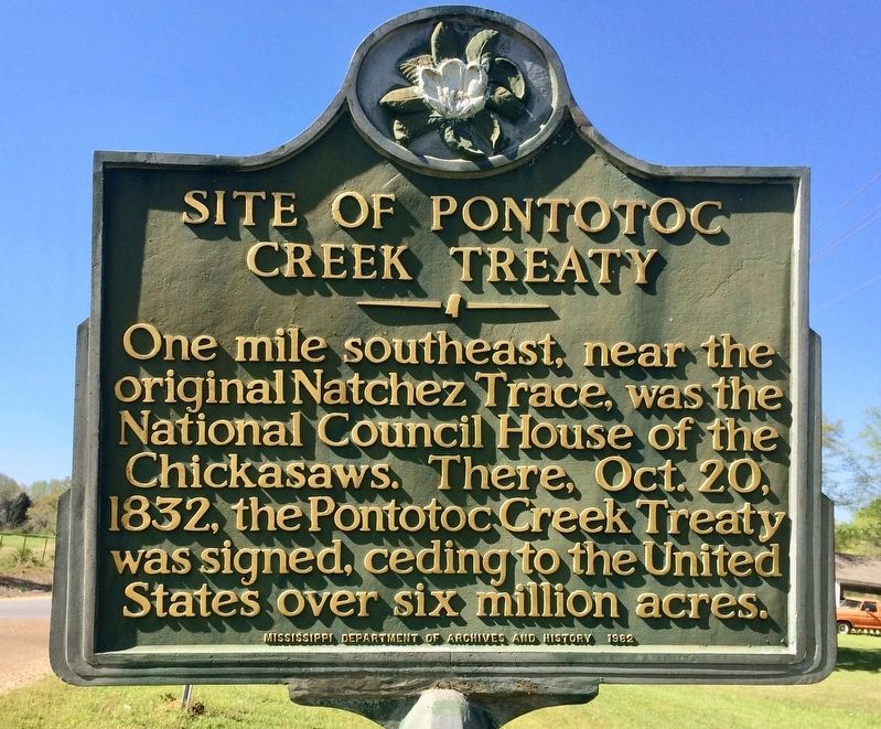 Site of Pontotoc Creek Treaty Marker. Click for full size. Site of Pontotoc Creek Treaty Marker image. Click for full size.
