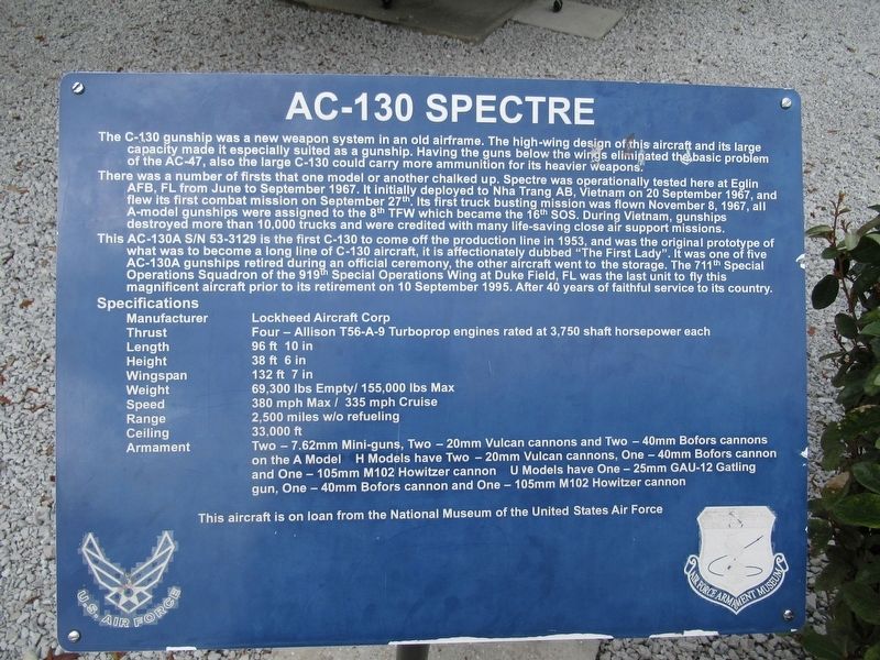 AC-130 Spectre Marker. Click for full size. AC-130 Spectre Marker image. Click for full size.