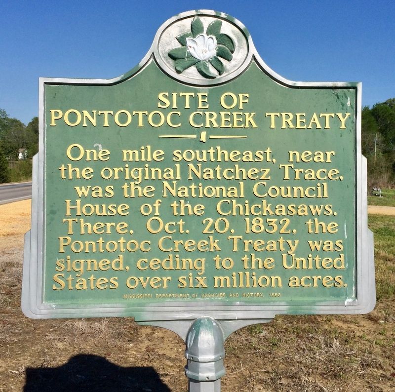 Site of Pontotoc Creek Treaty Marker. Click for full size. Site of Pontotoc Creek Treaty Marker image. Click for full size.