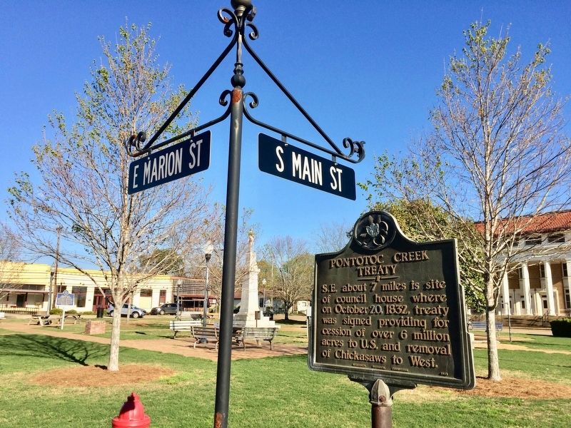 Pontotoc Creek Treaty Marker in the Town Square. image. Click for full size.