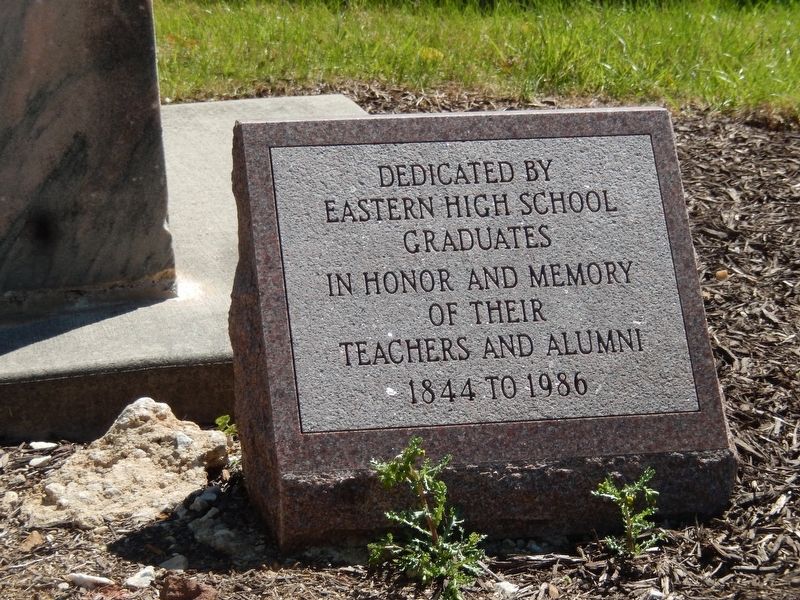 Eastern High School Monument Marker-Panel on the right image. Click for full size.
