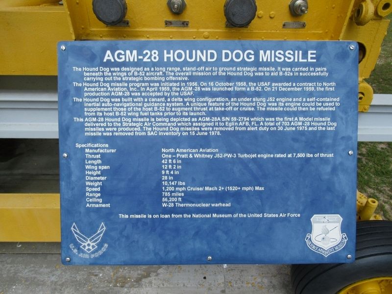 AGM-28 Hound Dog Missile Marker image. Click for full size.
