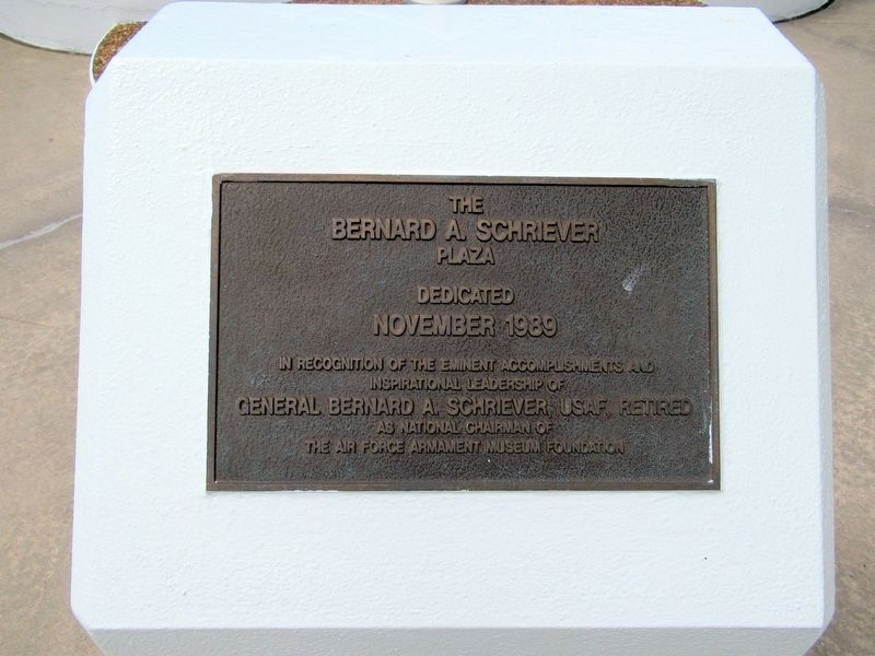 Bernard A. Schriever Plaza Marker. Click for full size. Bernard A. Schriever Plaza Marker image. Click for full size.