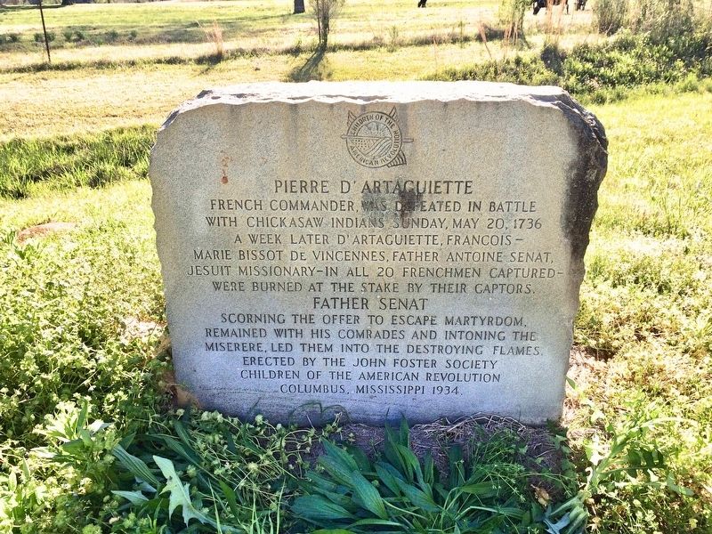 Pierre D'Artaguiette stone located 5.4 miles south on Highway 41. image. Click for full size.