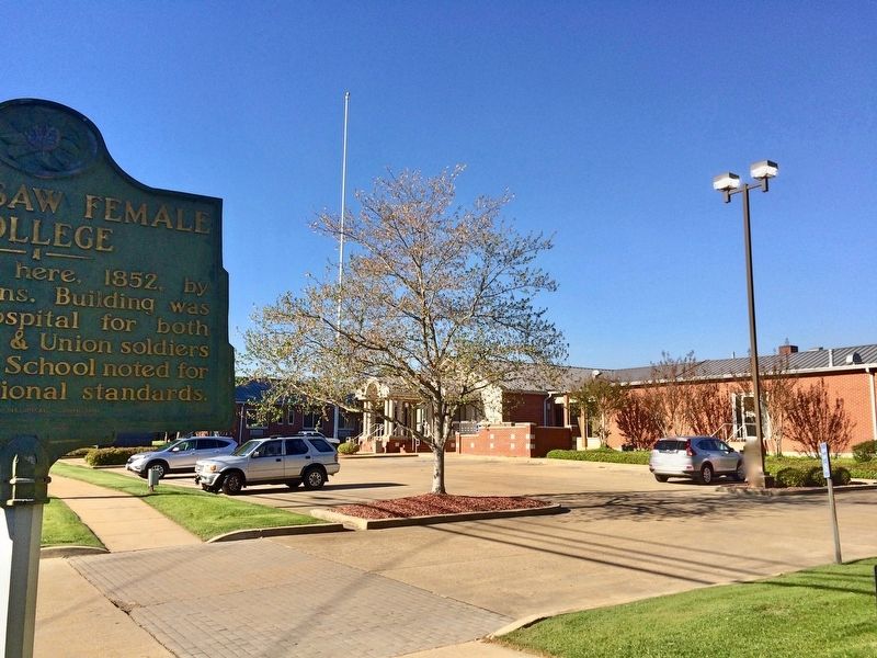 Chickasaw Female College Marker near current medical center. image. Click for full size.