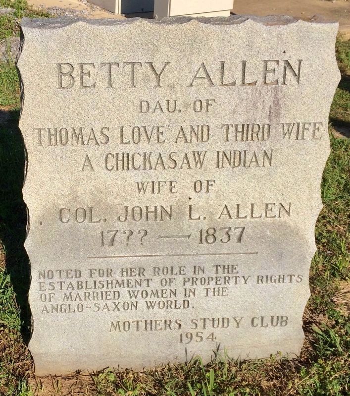 Betty Allen grave marker south of this marker. image. Click for full size.