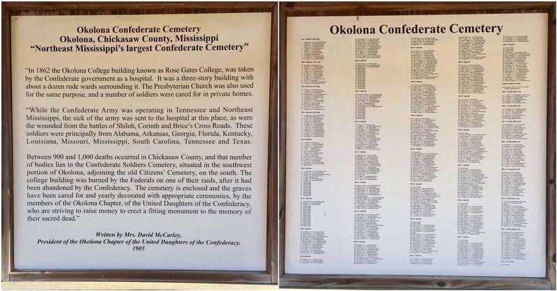 Confederate Cemetery posters, located in the cemetery, including listings of burials.. Click for full size. Confederate Cemetery posters, located in the cemetery, including listings of burials. image. Click for full size.