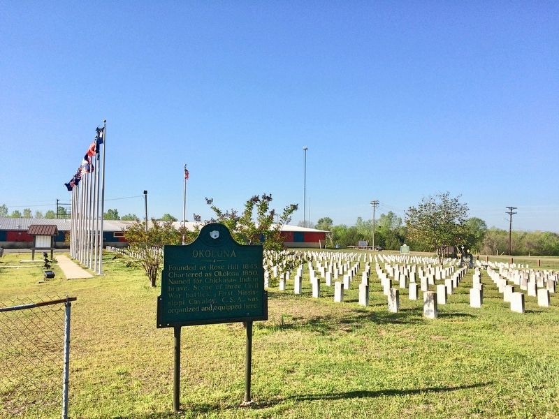 View of marker and the Confederate Cemetery. image. Click for full size.