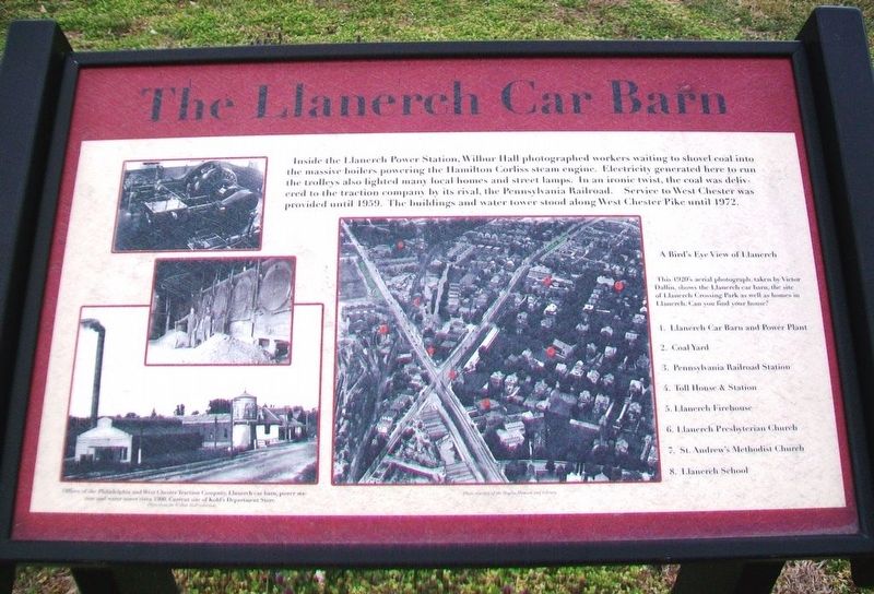The Llanerch Car Barn Marker image. Click for full size.