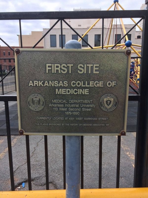 First Site: Arkansas College of Medicine Marker image. Click for full size.