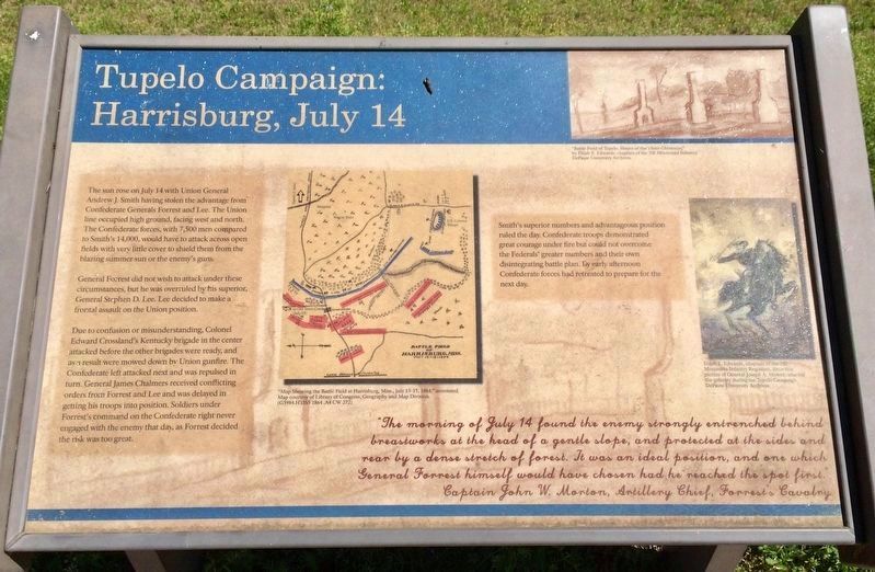 Tupelo Campaign: Harrisburg July 14 Marker image. Click for full size.