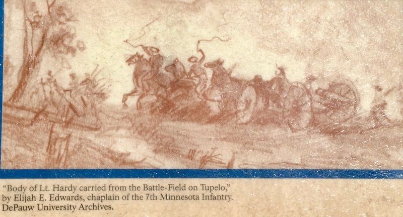 Tupelo Campaign: Lt. Hardy being removed from battle area.. Click for full size. Tupelo Campaign: Lt. Hardy being removed from battle area. image. Click for full size.