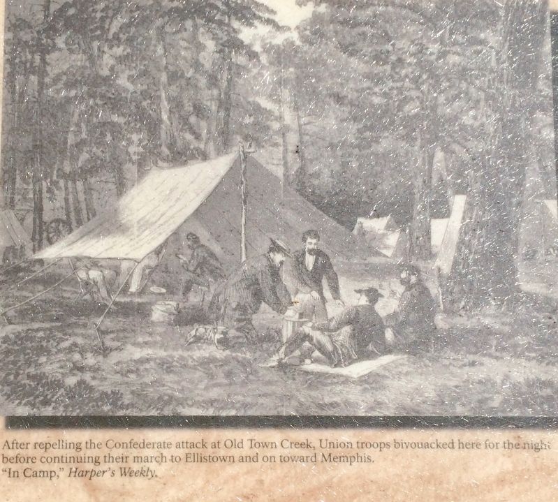 Tupelo Campaign: Union troops resting on way out of area. image. Click for full size.