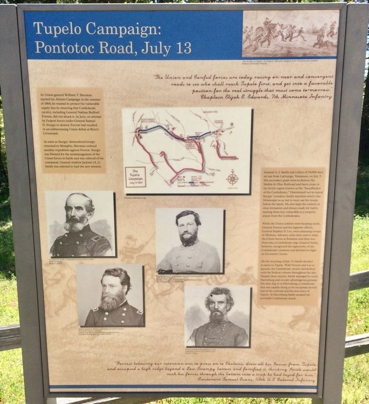 Tupelo Campaign: Pontotoc Road, July 13 Marker image. Click for full size.
