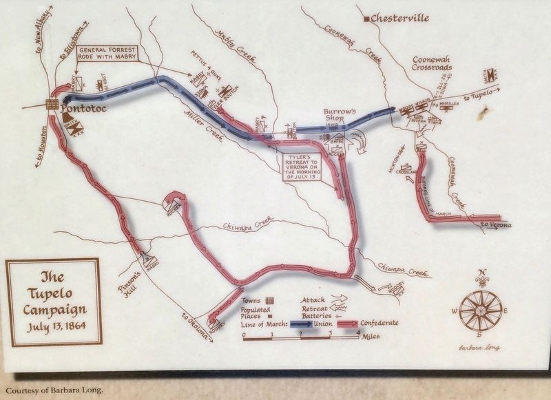 Map of the Tupelo Campaign - July 13, 1864 image. Click for full size.