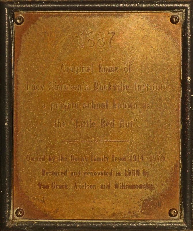Lucy Simpson's Rockville Institute Marker. Click for full size. Lucy Simpson's Rockville Institute Marker image. Click for full size.