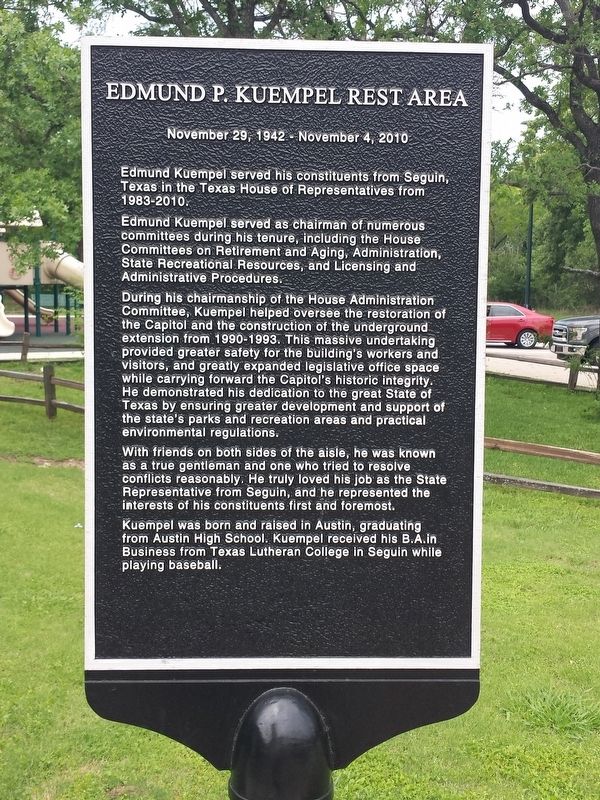 Edmund P. Kuempel Rest Area Marker. Click for full size. Edmund P. Kuempel Rest Area Marker image. Click for full size.
