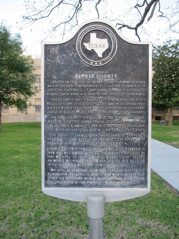 Early History of Kimble County Marker image. Click for full size.