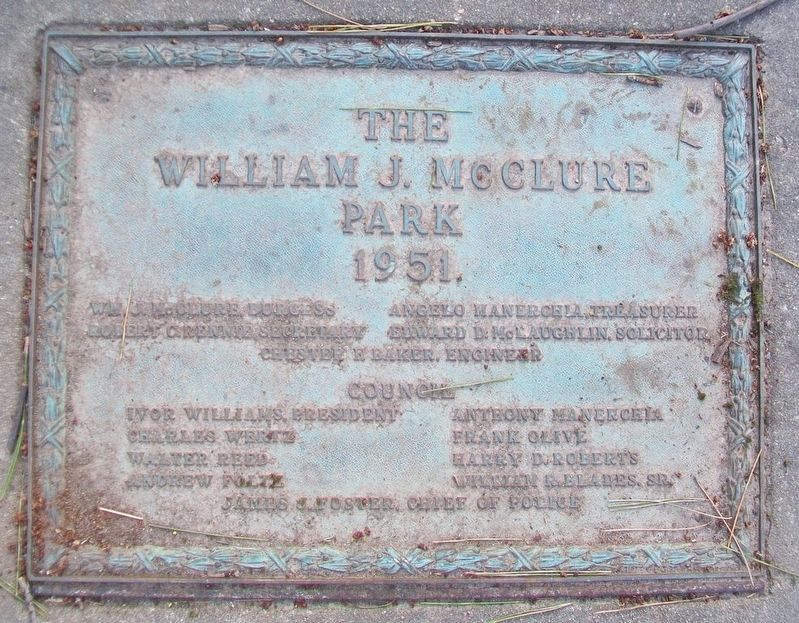 William J. McClure Park Marker image. Click for full size.