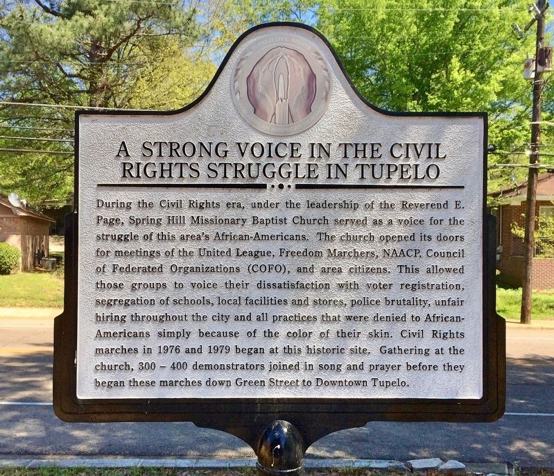 A Strong Voice in the Civil Rights Struggle in Tupelo Marker image. Click for full size.