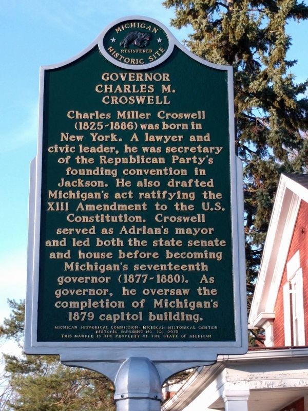 Governor Charles M. Croswell / Croswell House Marker image. Click for full size.