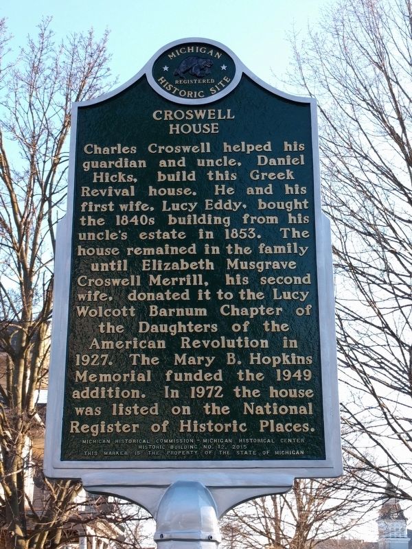 Governor Charles M. Croswell / Croswell House Marker image. Click for full size.