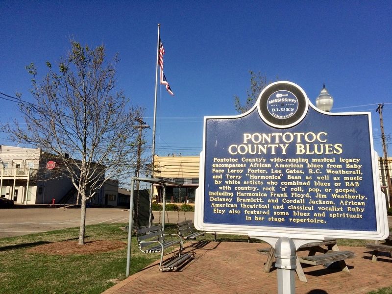 Pontotoc County Blues Marker in town square. image. Click for full size.