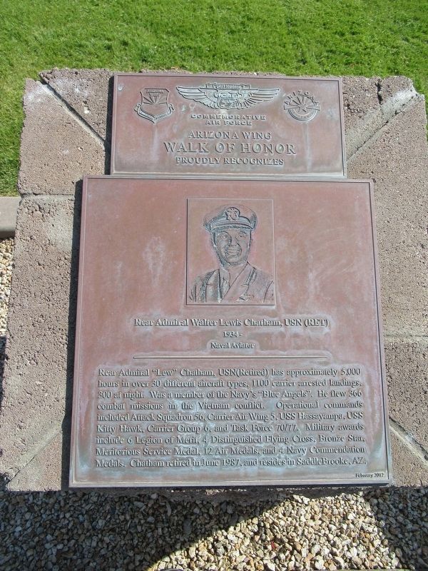 Rear Admiral Walter Lewis Chatham, USN (Ret) Marker image. Click for full size.