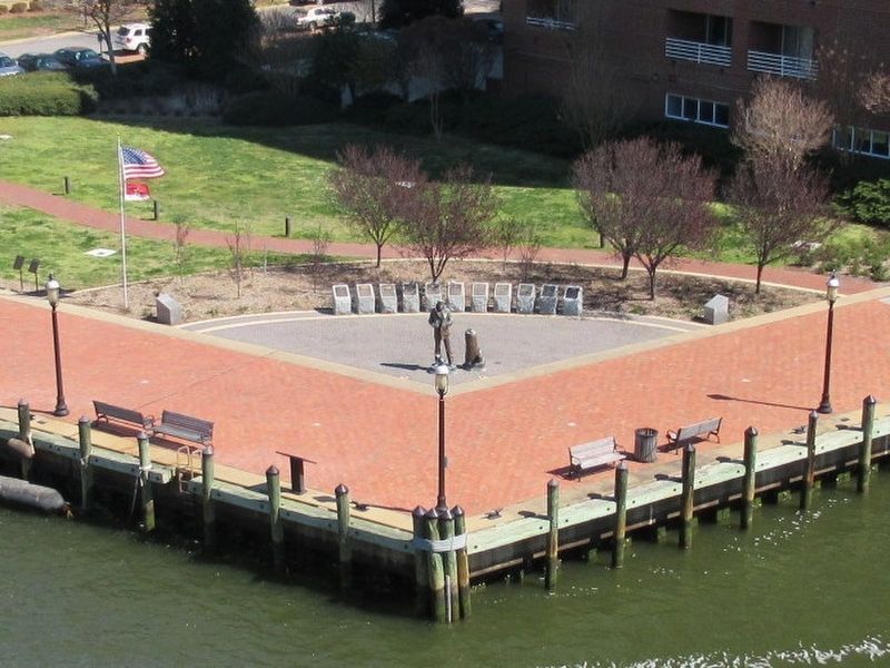 The Lone Sailor and Adjacent Markers from the deck of the Battleship USS Wisconsin image. Click for full size.