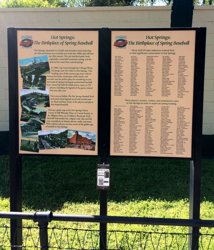 Hot Springs: The Birthplace of Spring Baseball Marker image. Click for full size.