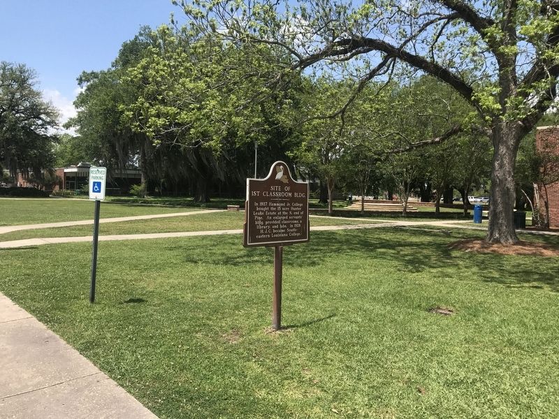 Site of 1st Classroom Bldg. Marker. Click for full size. Site of 1st Classroom Bldg. Marker image. Click for full size.