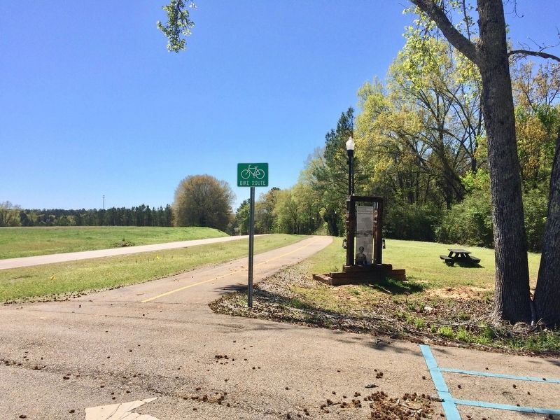 Underground Railroad Bicycle Route Marker next to bicycle route. image. Click for full size.