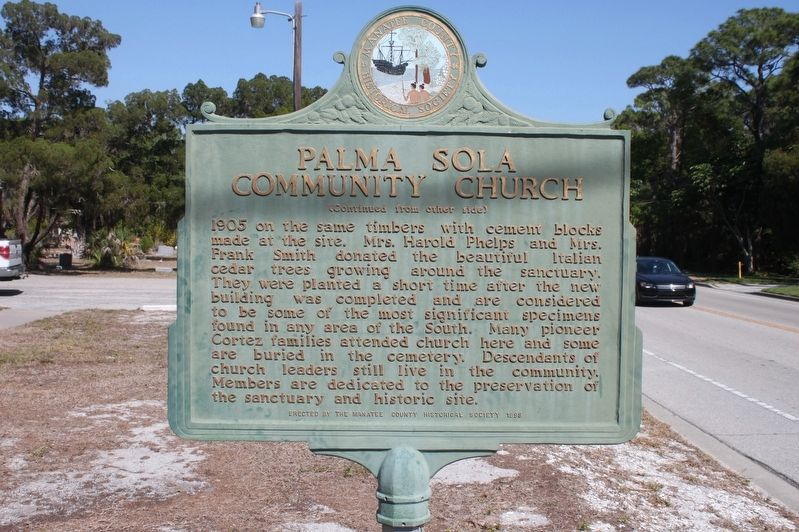 Palma Sola Community Church Marker-Side 2 image. Click for full size.